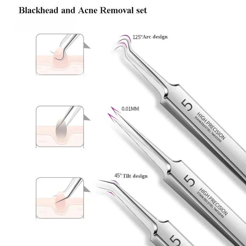 3-8pcs Acne Needle Remove Blackhead Comedone Extractor Tools Stainless Steel Facial Skin Care Tool Pimple Blemish Removal Tools
