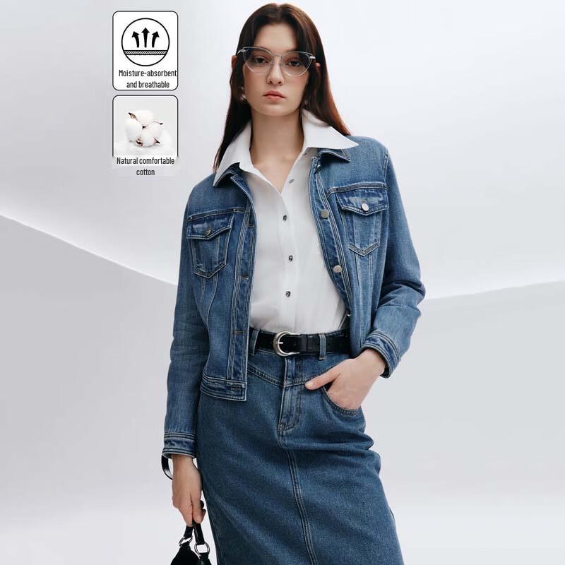 

JESSIE Classic Lapel Denim Jacket for Women L