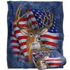 JQ Licensing Lz-Jp Silky American Flag Deer Supersoft Blanket