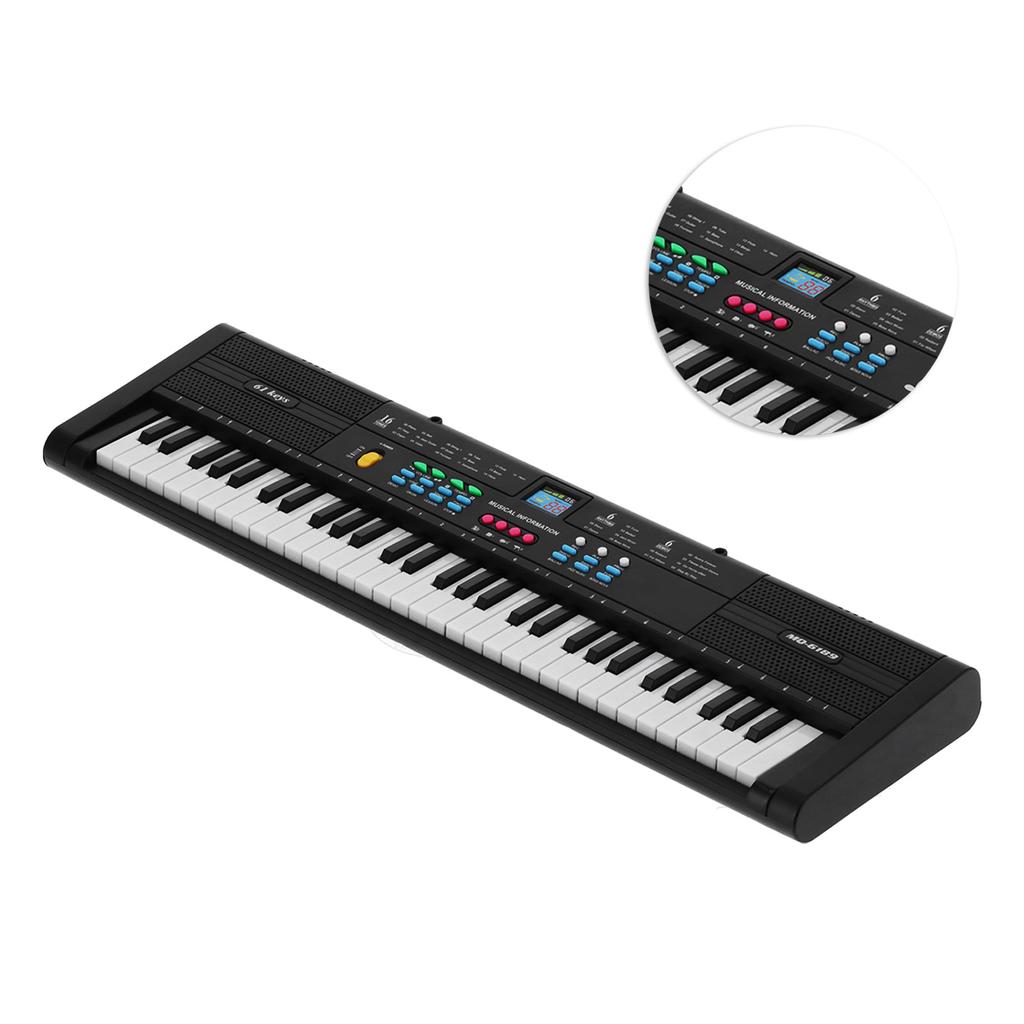 Keyboard Piano Instrument 61 Keys Electric Multifunctional with USB Cable Microphone MQ6189