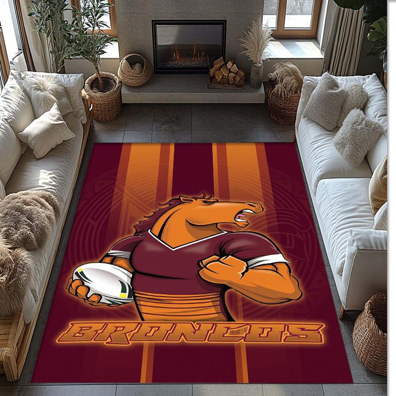Brisbane Broncos Crystal Velvet Carpet Soft Anti?Slip Floor Mat Comfortable Home Living Room Bedroom Decor Rug