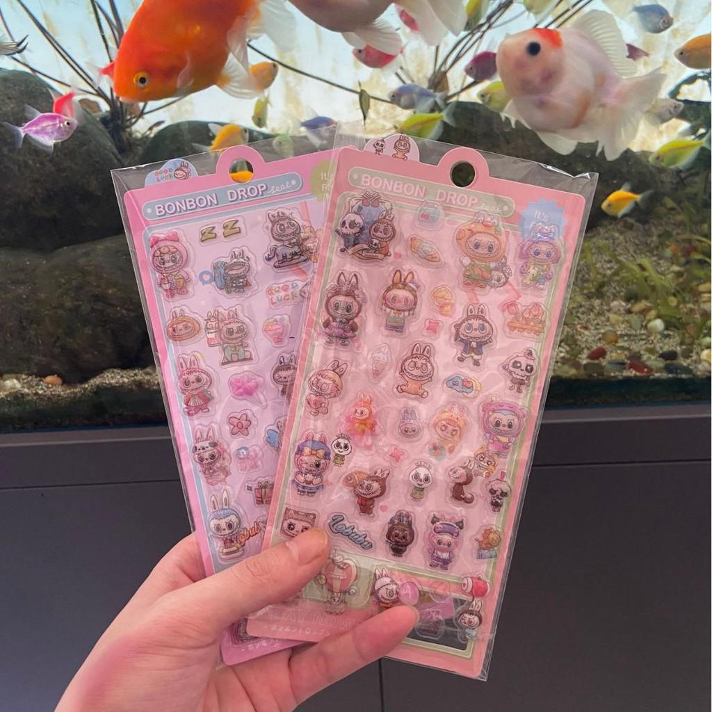 3D Stereo Labubu Tieraufkleber: Niedliche geprägte Designs für Kinderbelohnung oder Dekoration