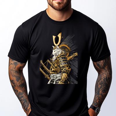 Cat Samurai Ninja Cat Samurai Art Ukiyo E Plain Shirt Couples Men Short Sleeve Street Funny Shirt Man Clothes Big Size Group