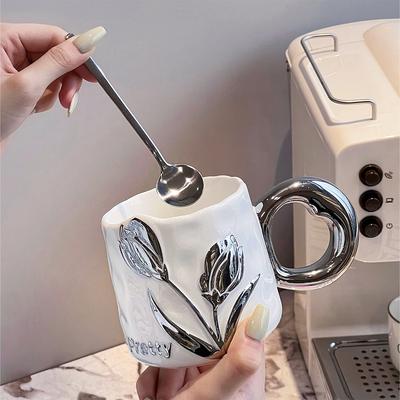 Tulip Coffee Cup High-end Electroplated Mug Beer Mugs Funny Coffee Cups Drinkware Cup for Tea Personalized Gift Christmas Travel