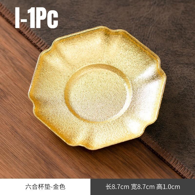 1 Stück Gold Retro Metall Untersetzer Exquisite Isolierunterlage Teetabletts für Zuhause Teeräume Vintage KongFu Teezeremonie Zubehör Geschenk