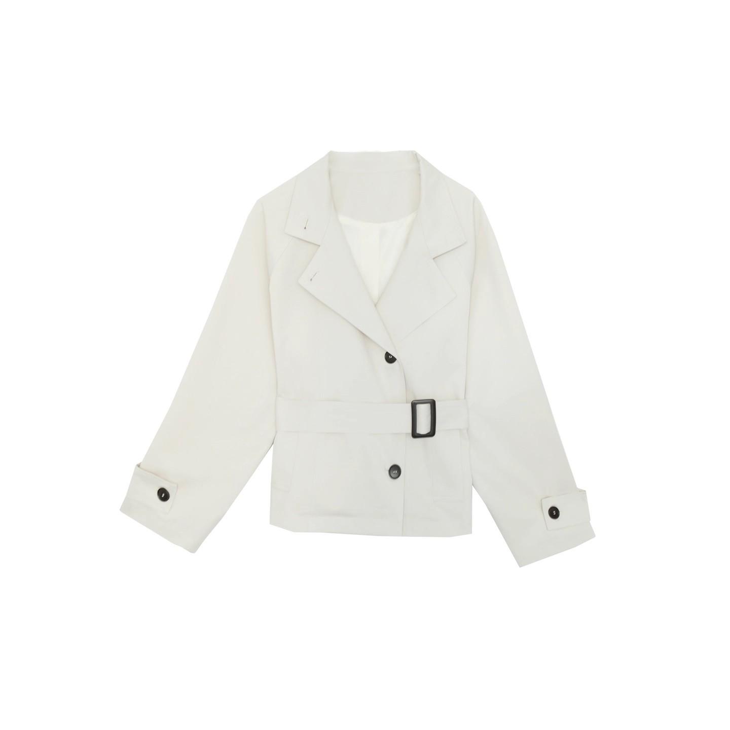 Women s White Stand Collar Single-Breasted Short Trench Coat - 2025 Early Autumn Korean Style Jacket XL