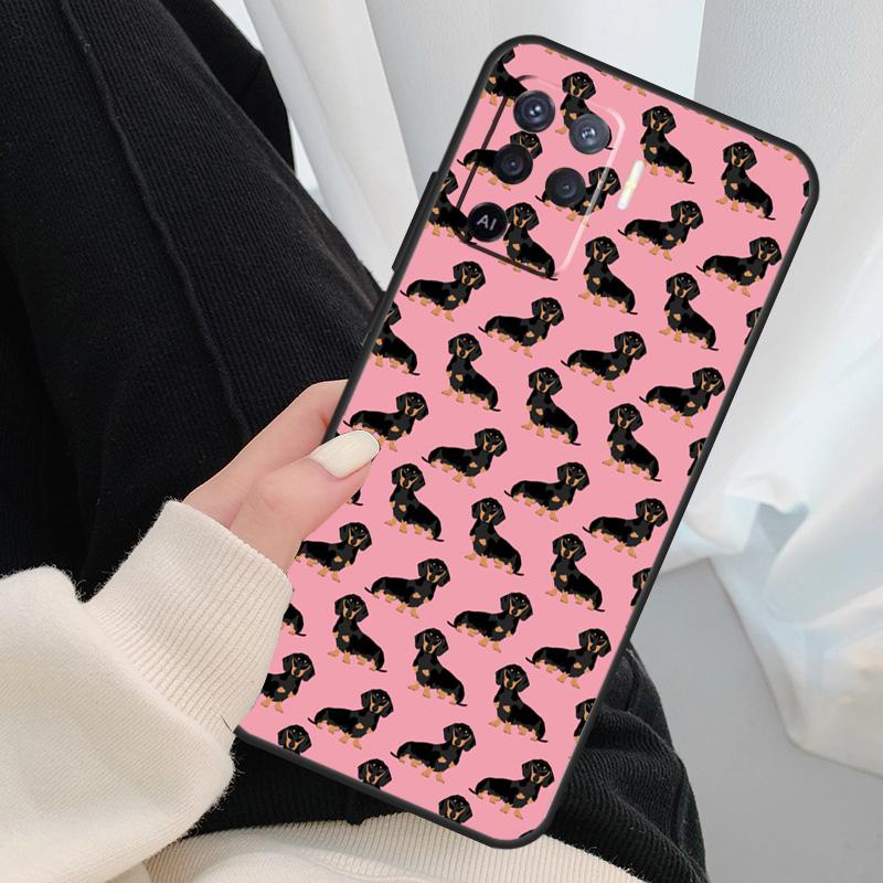 Cute Dachshund Sausage Dog Case For Oppo A40 A60 A80 A5 Pro A15 A16 A17 A57 A77 A94 A74 A54 A76 A96 A18 A38 A58 A78 A98