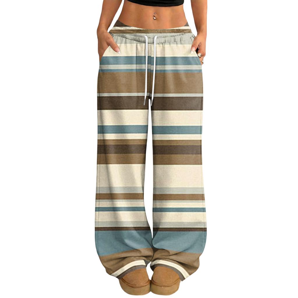 Damen Lässige und Modische Bedruckte Elastische Taille Weite Hose