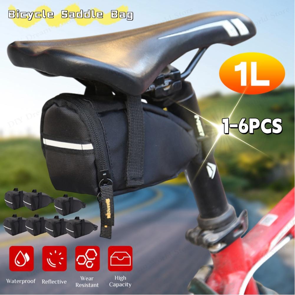 1-6PCS 1L MTB Bicycle Bags Multi-function Bike Saddle Bag Rainproof MTB Seatpost Rear Storage Pouch Cycling Equipment