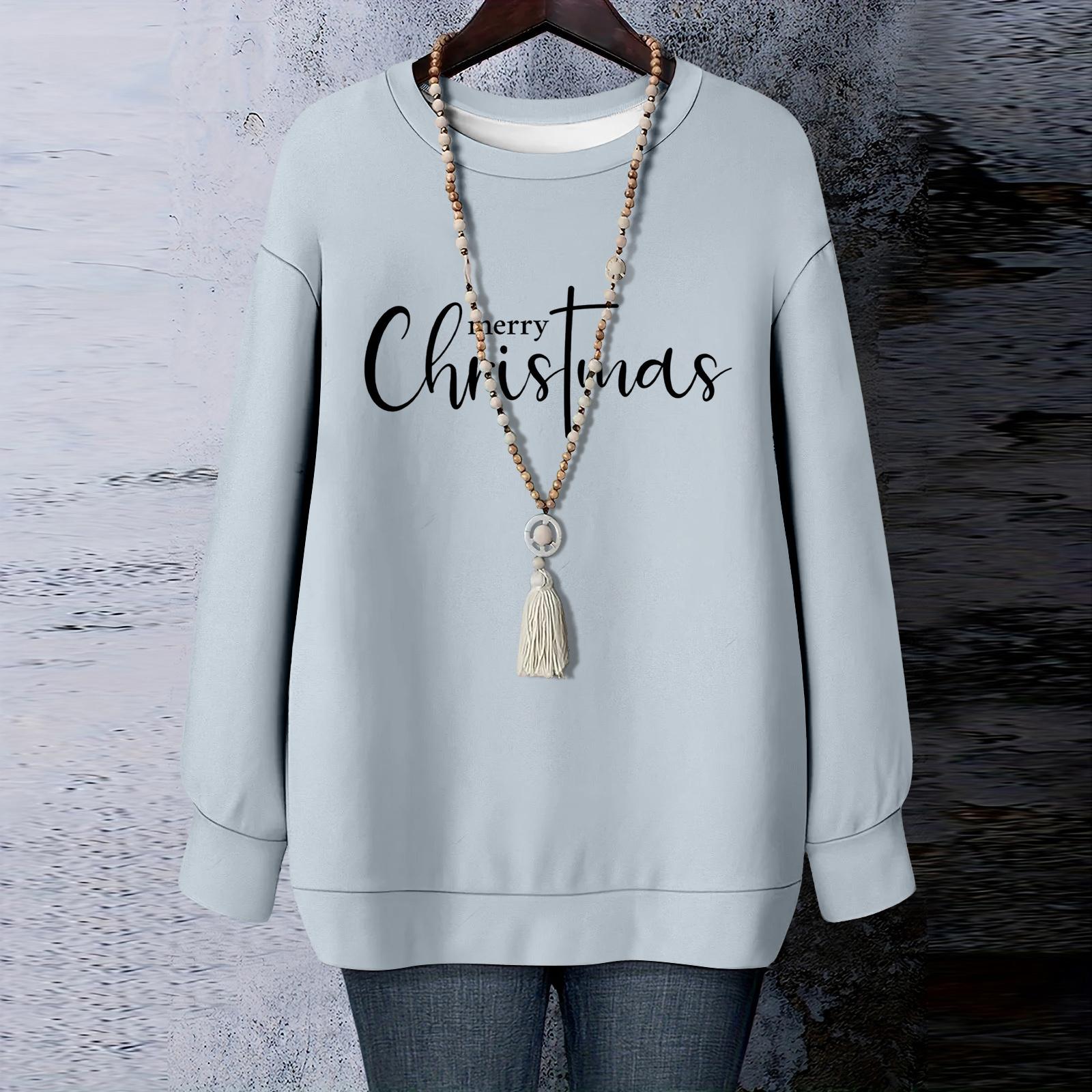 

Женская рождественская футболка с круглым вырезом и длинными рукавами M