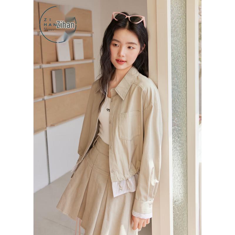 

ZIHAN Women s Contrast Stripe Shirt Jacket L
