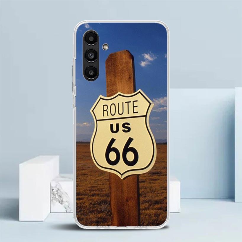 America Route 66 Cover for Samsung Galaxy A17 A37 A57 A16 A26 A36 A56 A15 A14 A55 Phone Case A13 A53 A25 A35 A24 A34 A23 A33 Gal