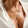 SHIXIN Retro Rhinestone Square Long Pendant Necklace for Women Minimalist Multi-layer Clavicle Chain Sweater Chain Jewelry Gifts
