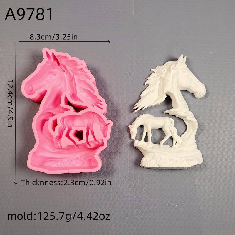 3D Horse, Duck, Alpaca, Dinosaur Animal Series Plaster Figurine Silicone Mold DIY Cement Plaster Dinosaur Animal Mold