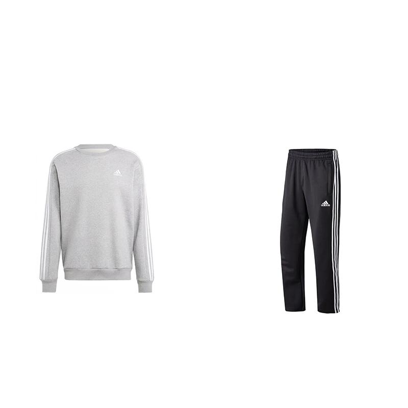 

Adidas Striped Fleece Crew Neck Long Sleeve Breathable Stretch Straight Leg Pants Casual Sports Set Unisex Sets IJ6470+-TR30PR S