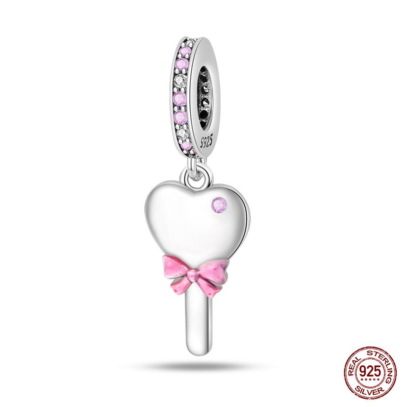 100% Copper Fashion Pink Princess Skirt Bag Lipstick Charms Beads Fit Qikaola Original Bracelets Diy Jewelry Gifts