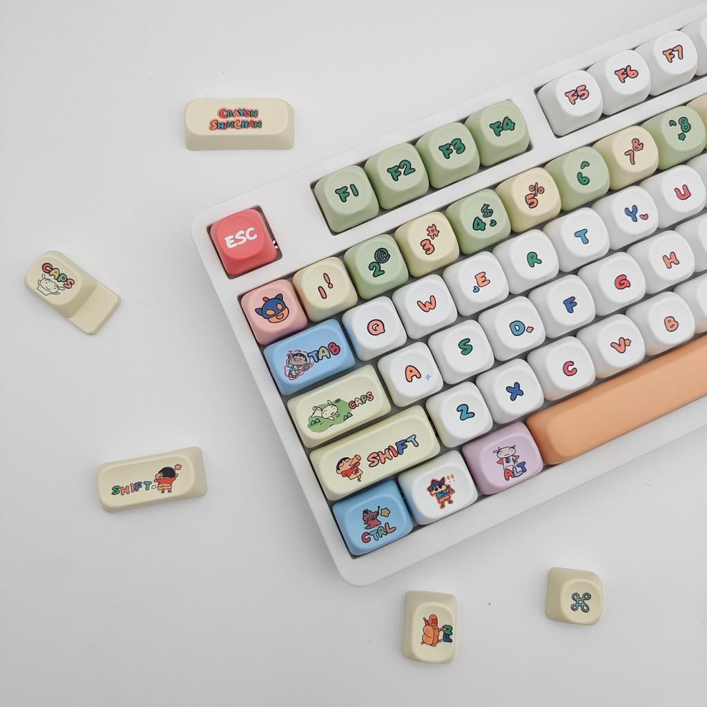 Crayon Shin-chan Pink PBT Keycap Set: Cute, Customizable Dye-Sublimated Keycaps for Mechanical Keyboards