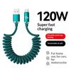 120W Car Type C To Usb C Fast Charging For Phone Usb A To Type C Spring Telescopic Cable For Car Travel Office Use