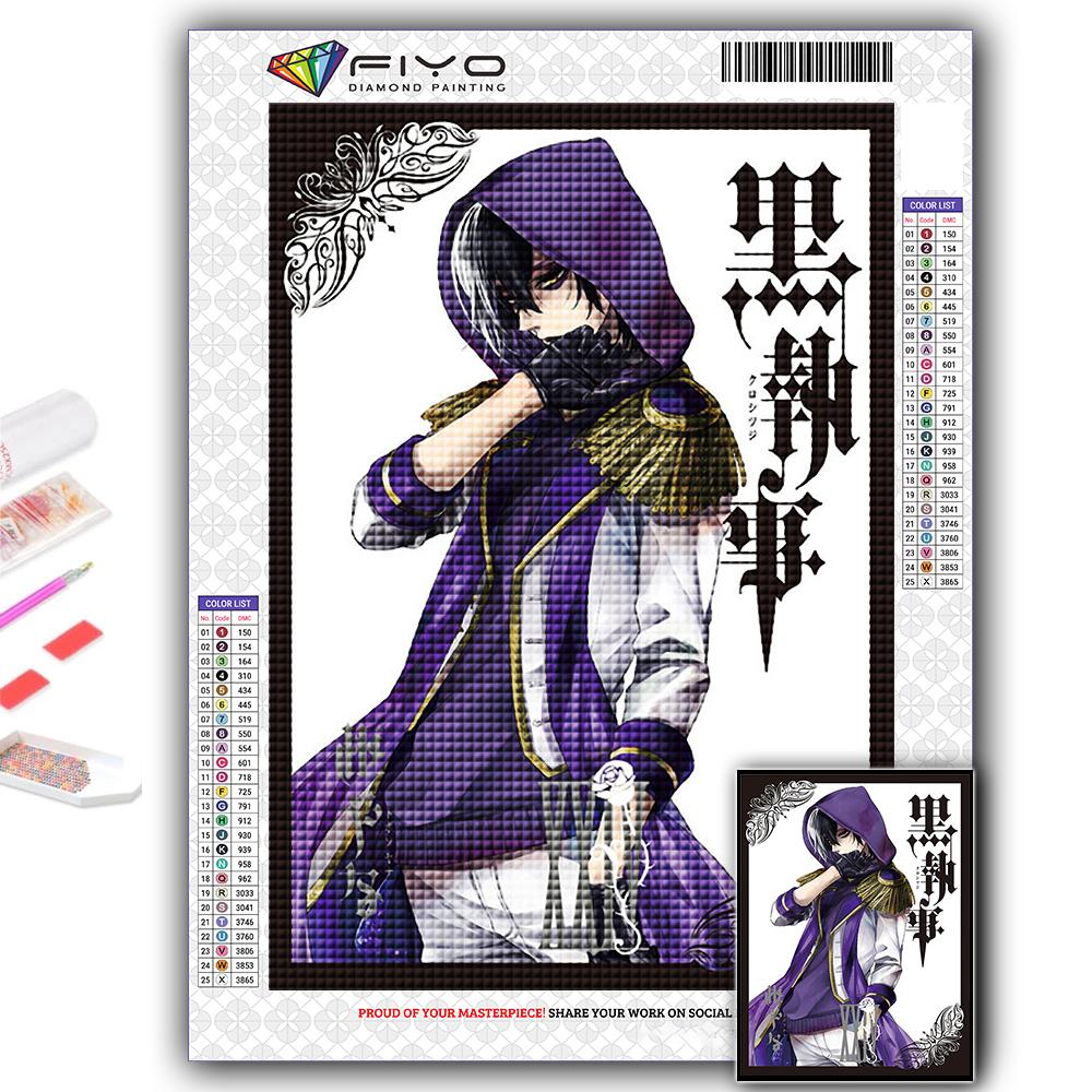 5D Diy Diamond Painting Anime Black Butler Cross Stitch Full Diamond Embroidery Mosaic