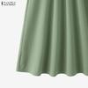 ZANZEA Vintage Women Elastic Waist Floral Print Patchwork Skirts Pleated Dress