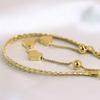 8MM Smooth Surface Heart 18K Gold Stainless Steel Double Layer Bracelet, Laser Engravable