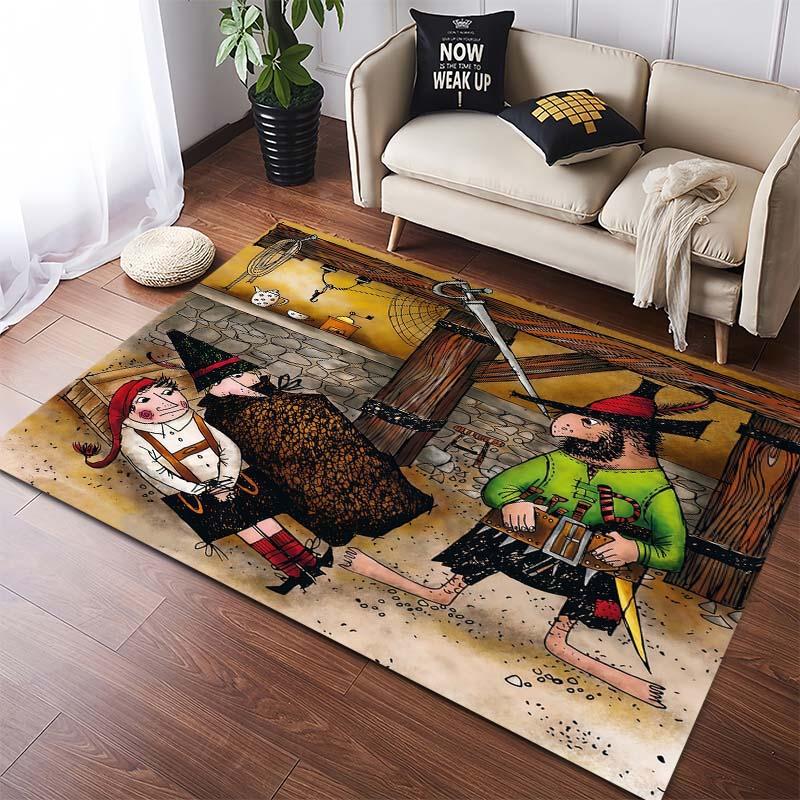 Der Räuber Hotzenplotz Cartoon Area Rug, Classic German Kids Book Print Non Slip Floor Mat, Bedroom Living Room Decor Gift For Children And Comic Fans