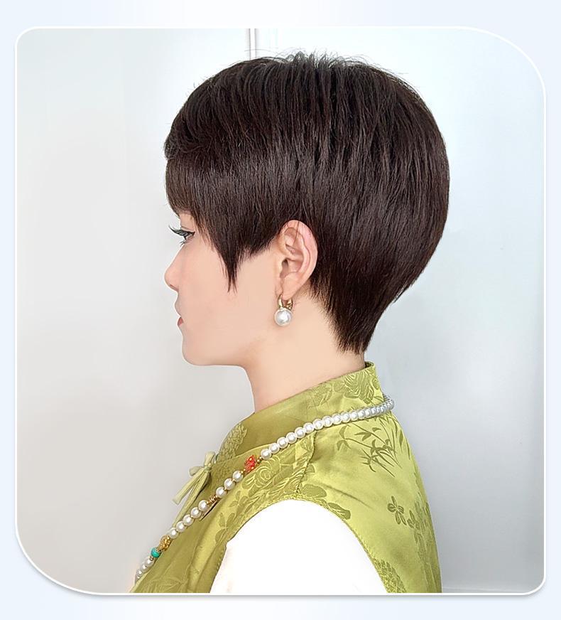 Sister Xia Short Curly Wig for Middle-Aged Women - Lightweight, Breathable, Natural Summer Style