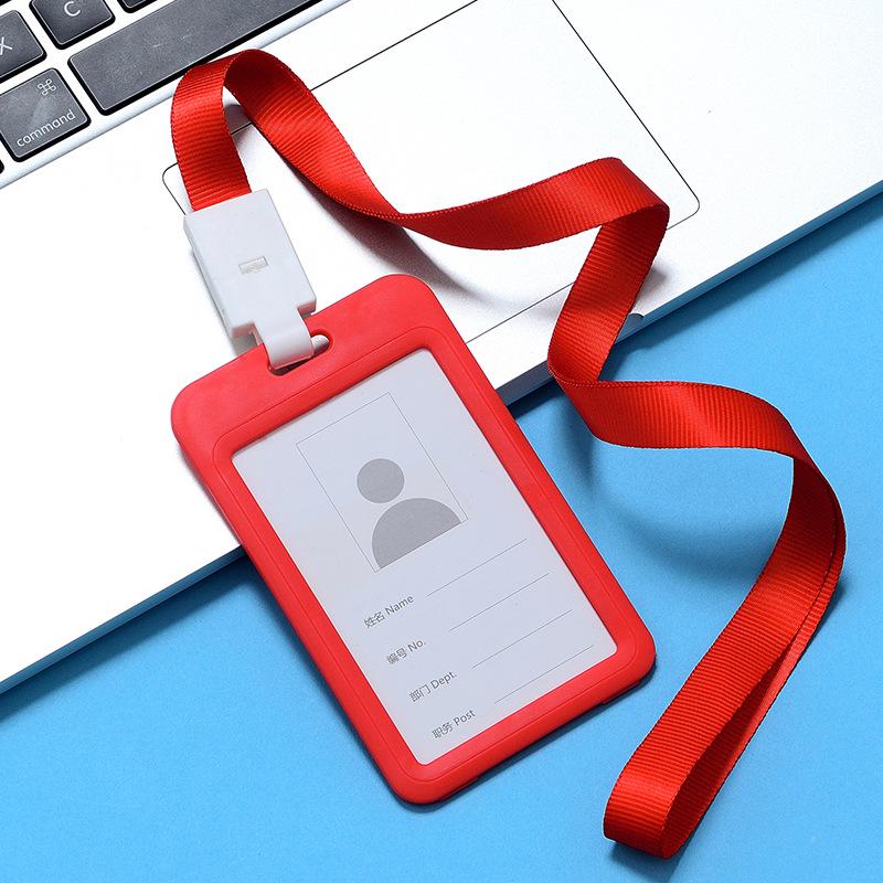 Double-Sided Transparent ID Card Holder Lanyard for Work, Student, Bus, or Badge Cards