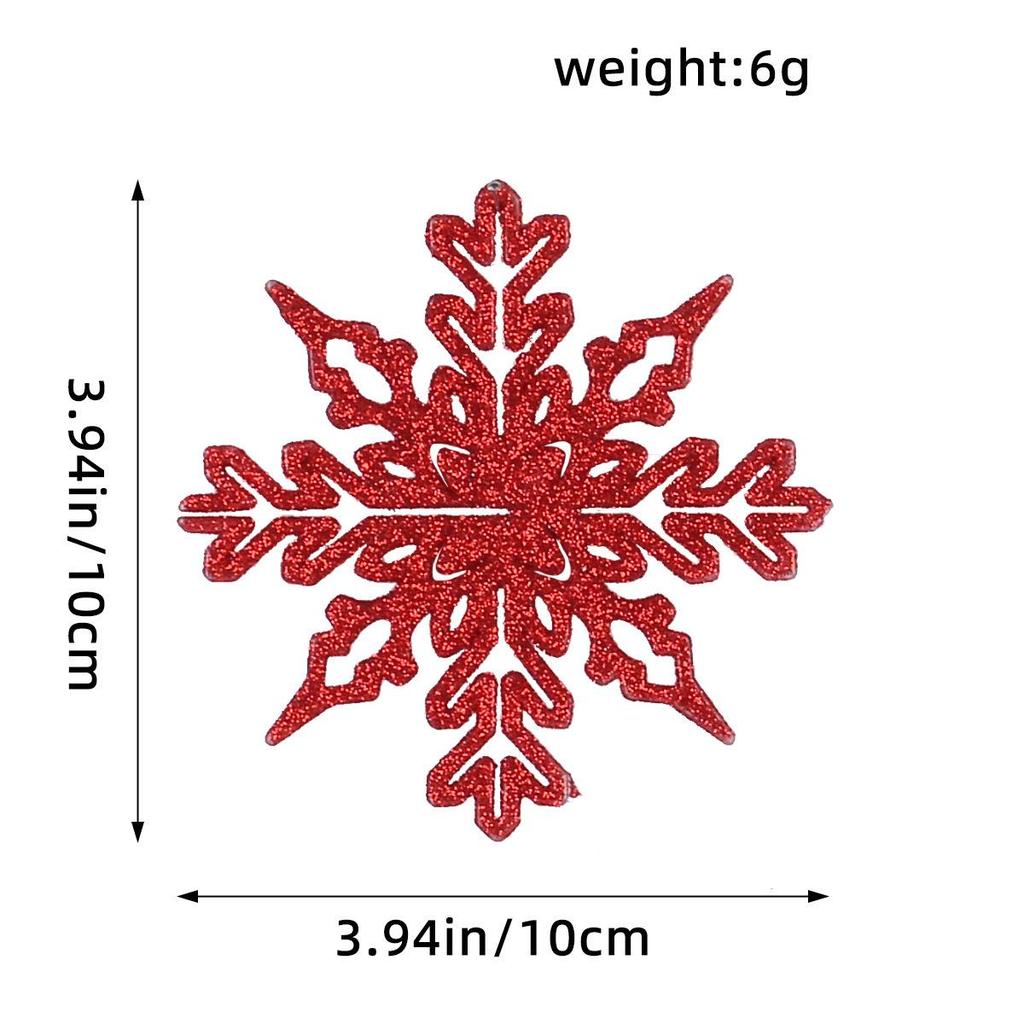 10CM Plastic Snowflake Christmas Tree Decorations - Hollow Powdered Snowflake Pendants