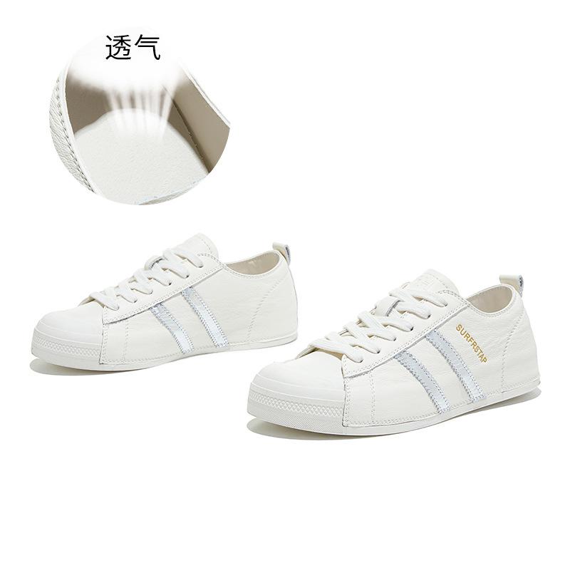 

The first layer of cowhide German training shoes women s spring new flat-bottomed white shoes casual fashion Forrest Gump shoes versatile women s shoe 35