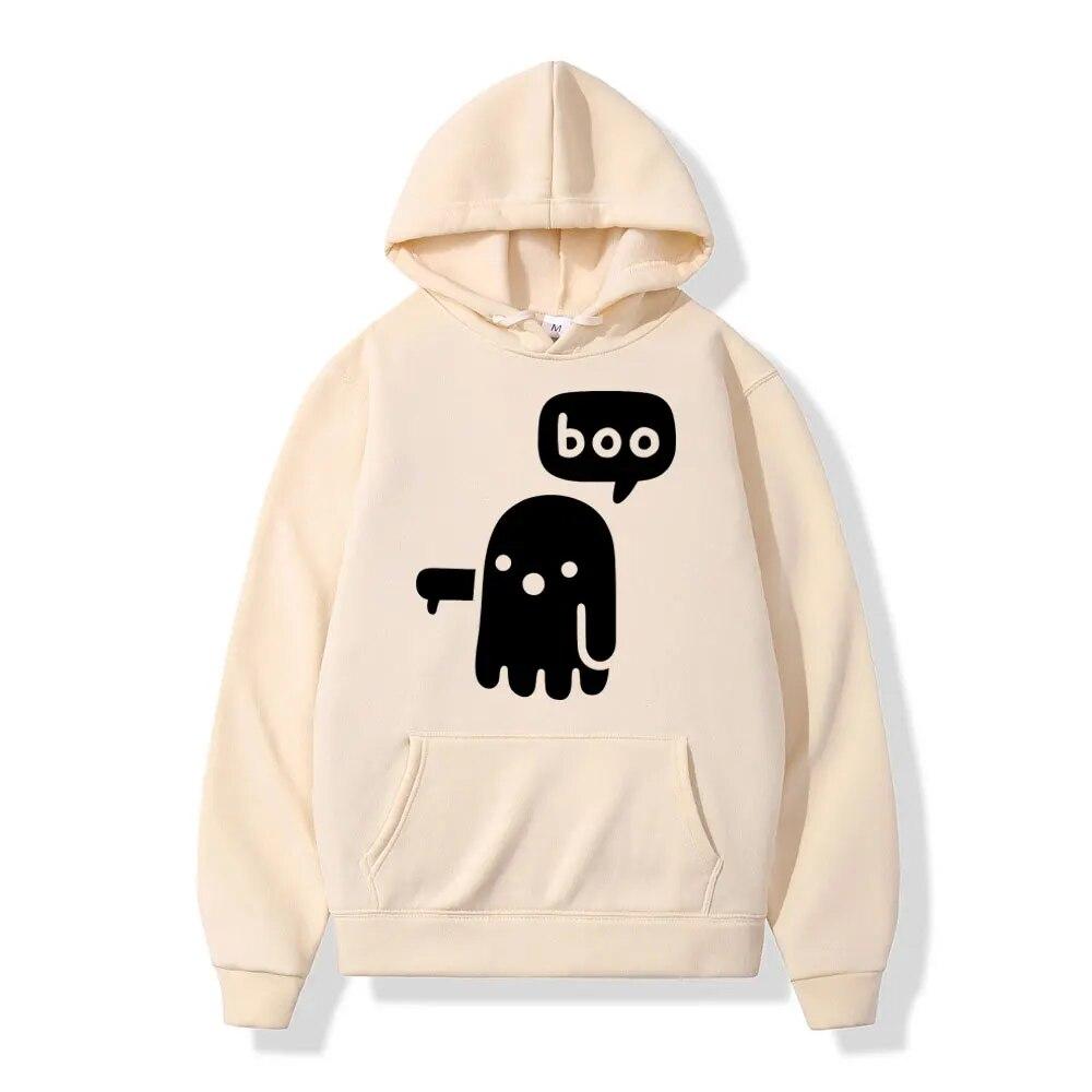 Funny Boo Ghost Printing Hoodie Unisex's Women High Quality Fleece Hoodies Casual Fashion Oversized Hooded Sweatshirts Streetwear