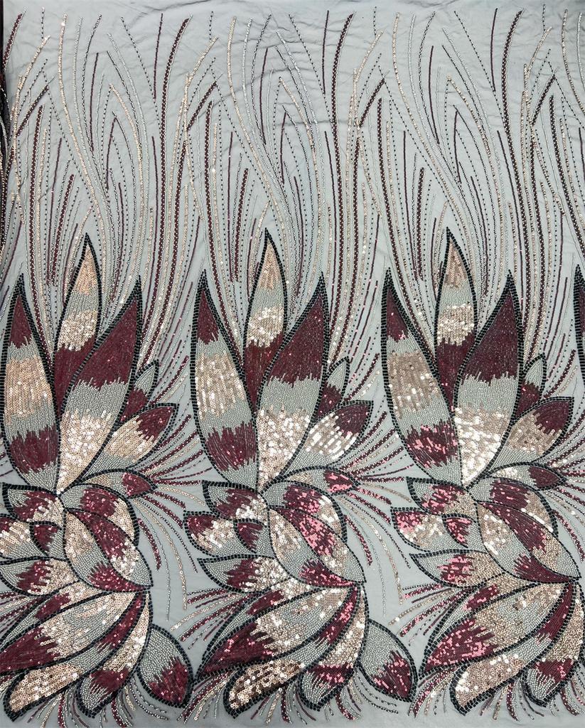 Latest African Beaded Lace Net Fabric 3 Yards 2025 High Quality Nigerian Wedding Material Luxury Sequins Beads Fabric for Sewing