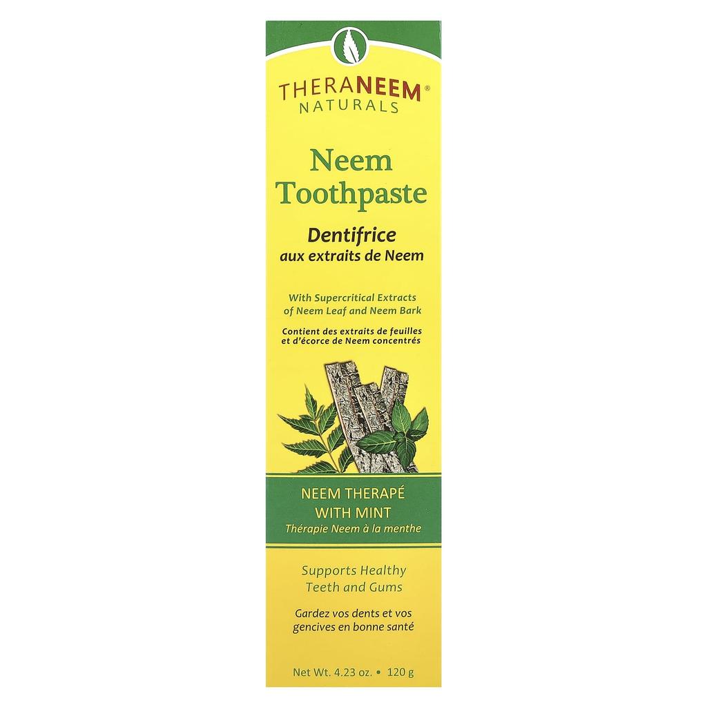 Theraneem Naturals, Neem Toothpaste, Neem Therapy with Mint, 120G(4.23Oz)