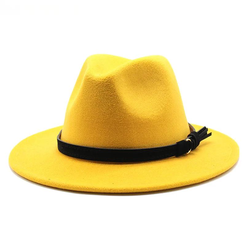 

Gangster Trilby Felt Fedora Hat European American Wide Brim Top Jazz Caps Women Men Wool White Wedding Hat 56-58-61CM 56-58CM жёлтый