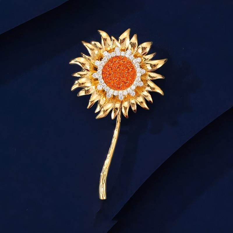 Sunflower Brooch - Elegant Diamond-studded Women's Accessory, Small and Exclusive with A Sense of Sophistication.