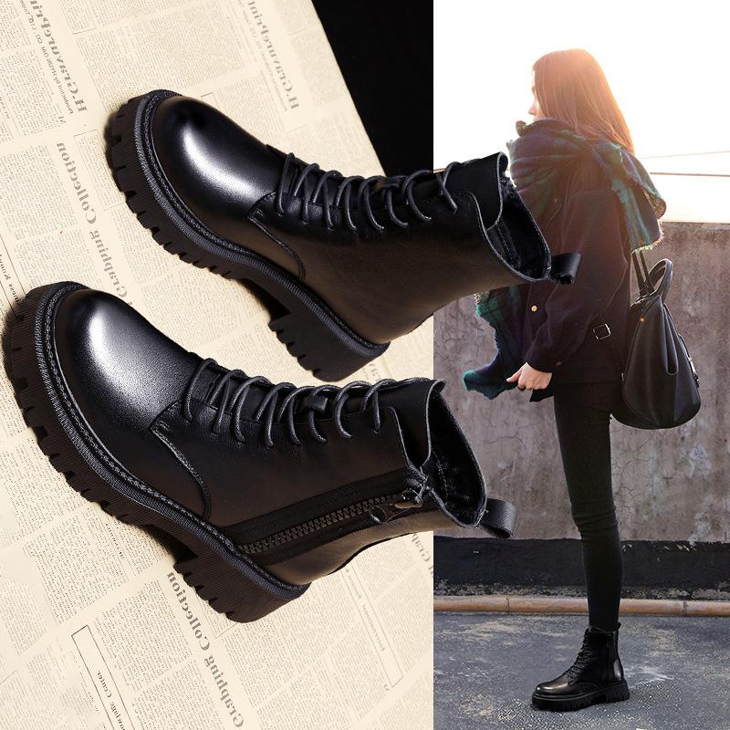 New Thick-Soled Female British Style Boots Wild Winter Short Boots Women Shoes Cotton Shoes Winter Plus Velvet