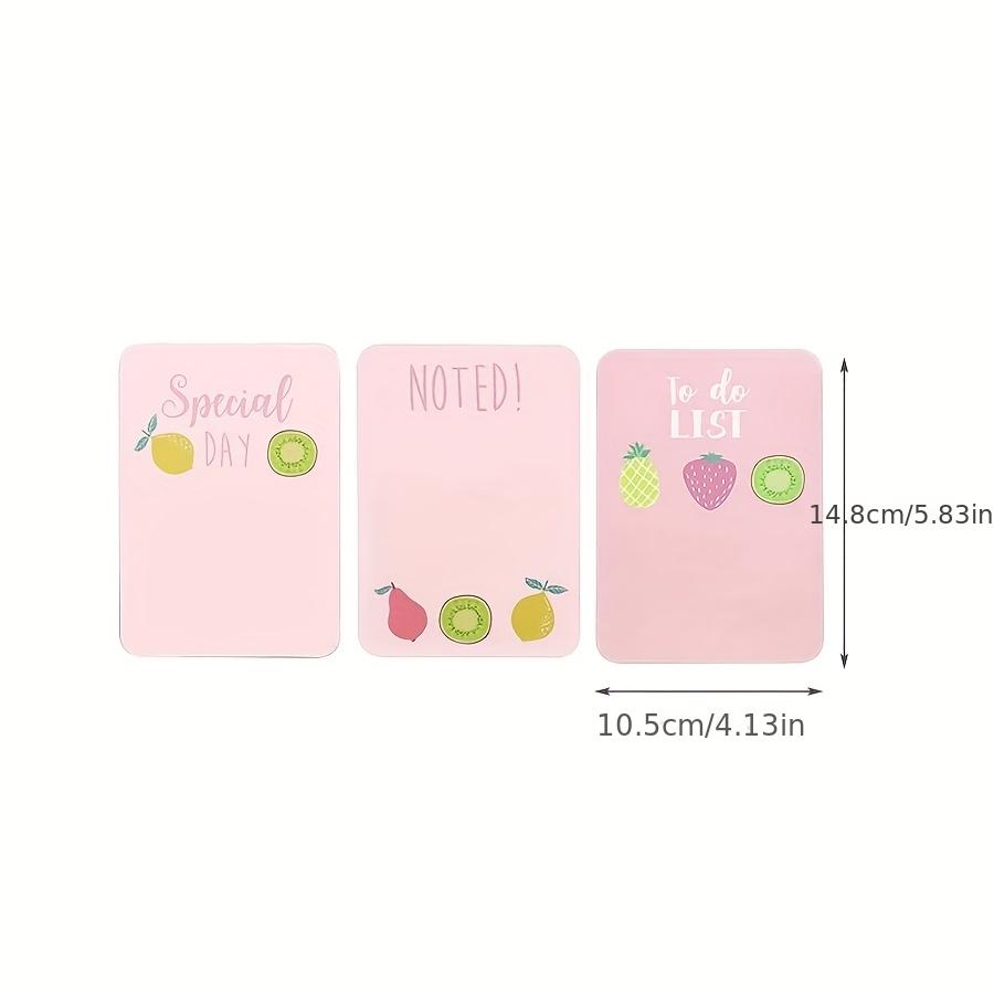 3pcs/packMagnetic Refrigerator Message Board Pink Cute Fruit Refrigerator Sticker Portable Erasable Decorative Note Board