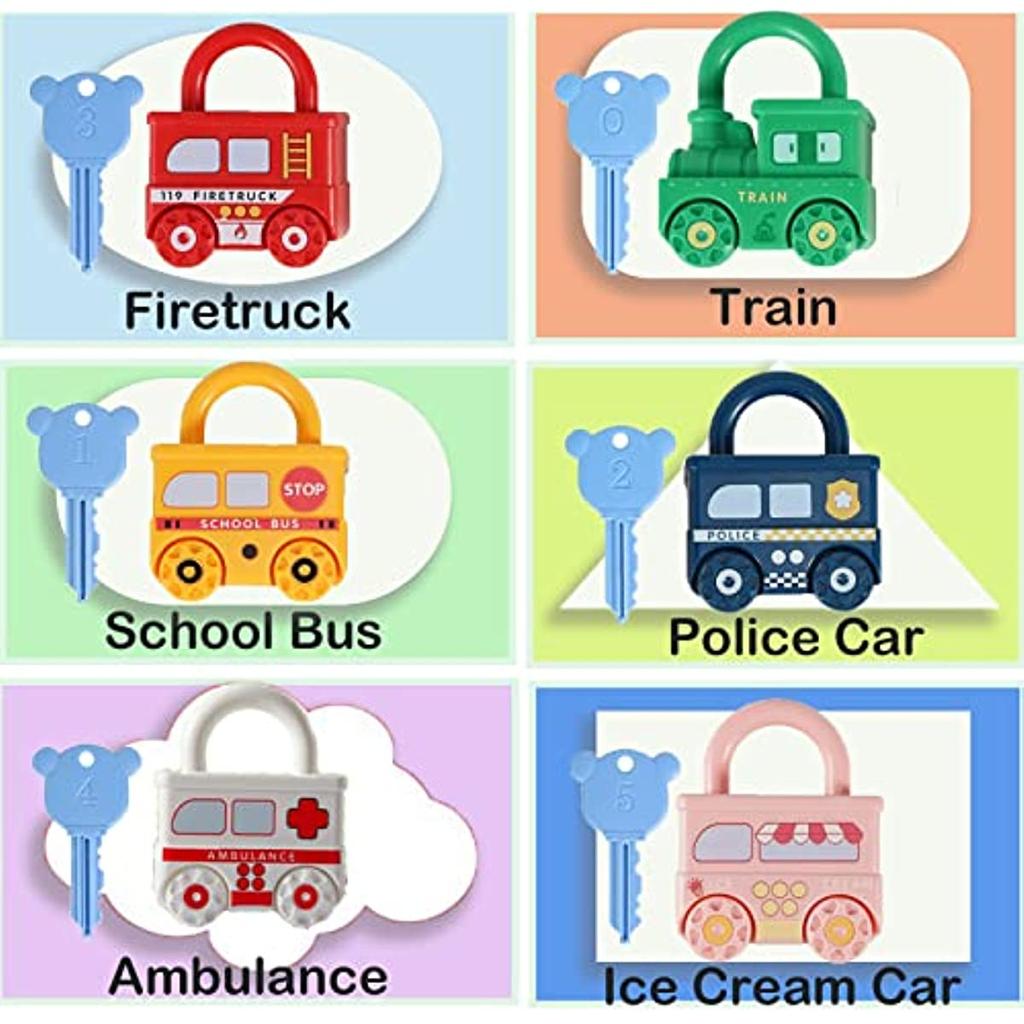 Kids Learning Locks with Keys Educational Preschool Numbers Matching Educational Toys Car Locks Toy Montessori Kid Toy Games