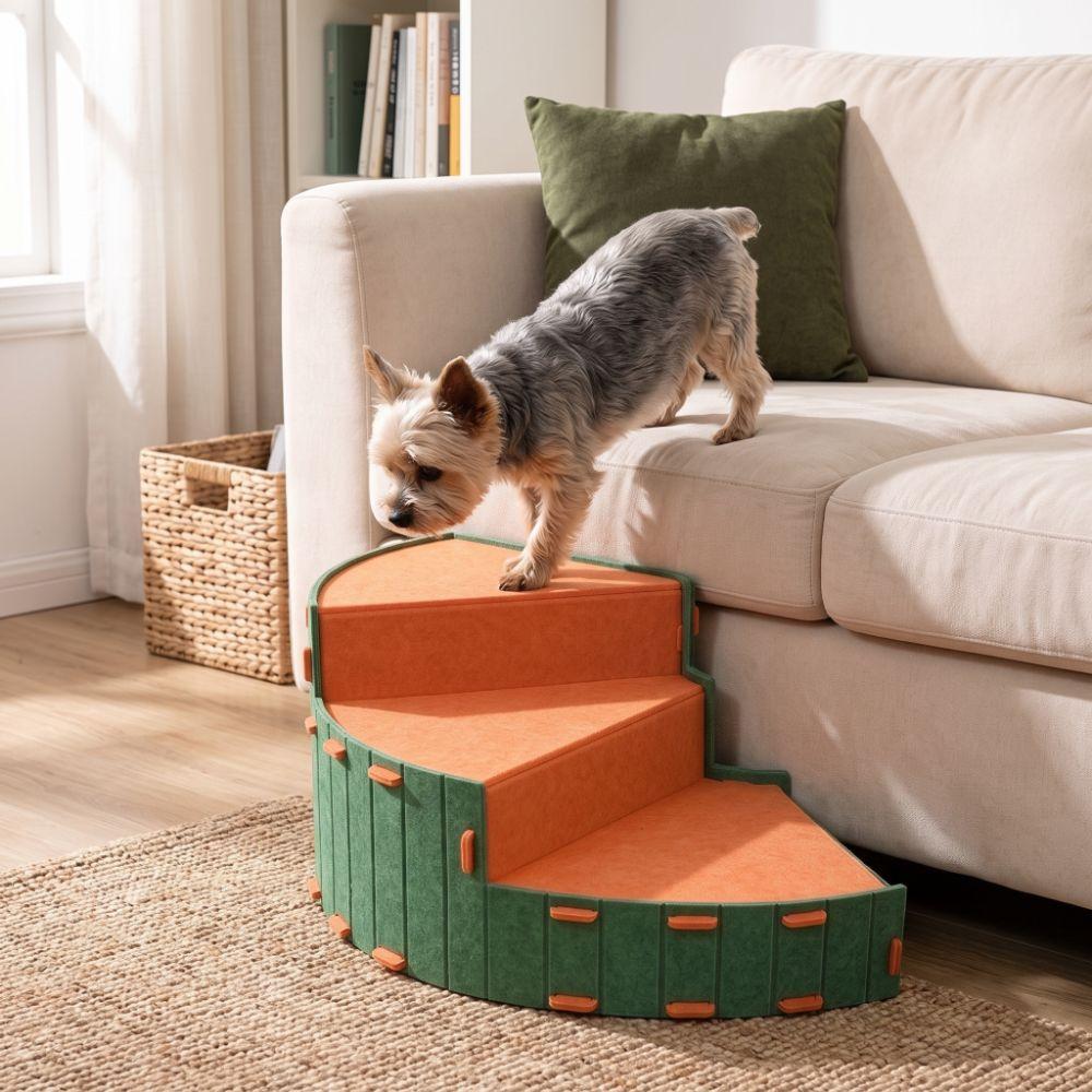 Soft Felt Short-Legged Pet Steps Anti-Slip Wear Resistant Pet Couch Ramp Stable Removable Dog Secure Stairs Ramps Sofa