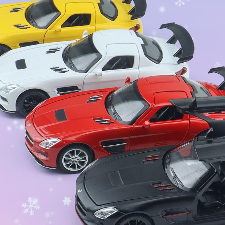 Mercedes Benz SLS AMG Supercar Simulation Druckguss & Spielzeugfahrzeuge Sounds & Licht Pull Back Car 1:32 Legierungskollektionsmodell