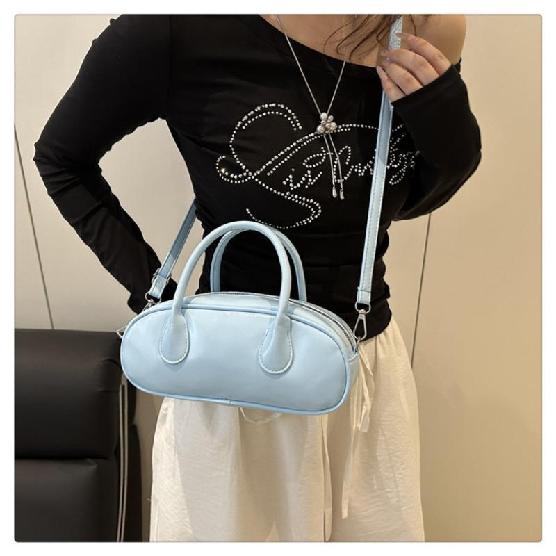 Niche simple solid color bowling bag new retro pillow bag versatile commuter portable shoulder messenger bag