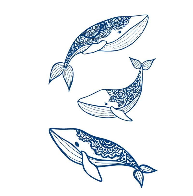 7 sheets tattoo stickers Elk Whale 11x18cm seal arm sticker waterproof Halloween holiday party