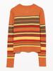 B:MING LIFE STORE by BEAMS Women's Large/Small Knit Multi-Border Cardigan, Orange, One Size