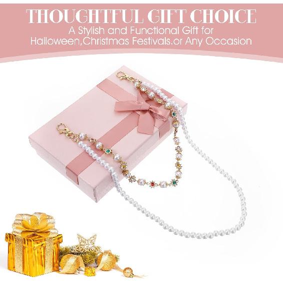 Layered Wallet Pants Chain for Men & Women, Exquisite Rhinestone Flower & Pearl Pocket Chain, Punk Fashion Streetwear Jeans Accessory, Trendy