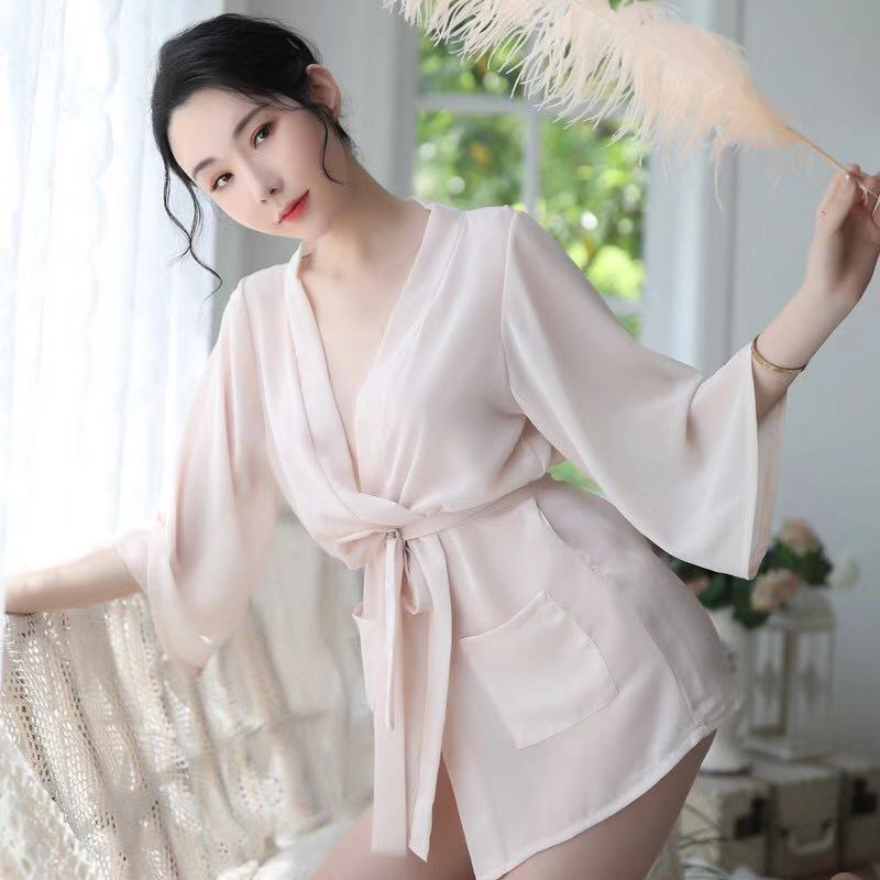 New sex underwear women's sexy transparent temptation chiffon pajamas short bathrobes hip suit