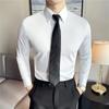 Men's Shirt Quality Korean Luxury Clothing Bamboo Fiber Shirts For Men Plain Color Business Formal Wear Slim Fit Shirts