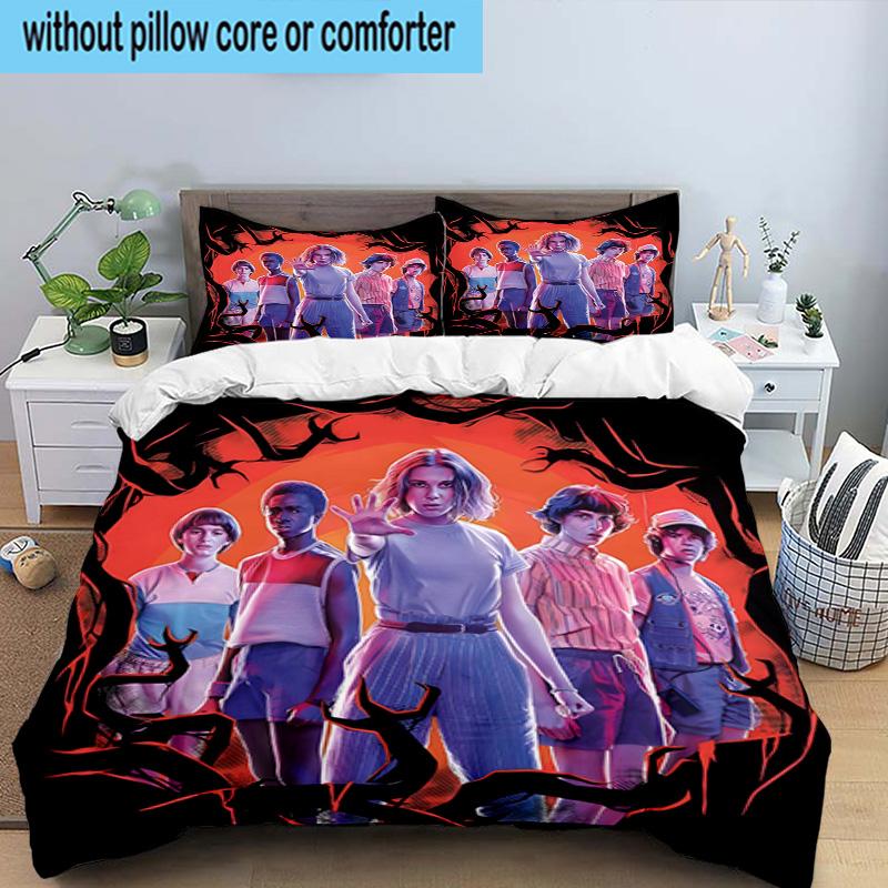Stranger Eleven Upside Down 3PCS Bedding set,Ideal for1pc Duvet Cover And 2pcs Pillowcases Perfect for Christmas gift,Ideal for Bedroom, Dormitory