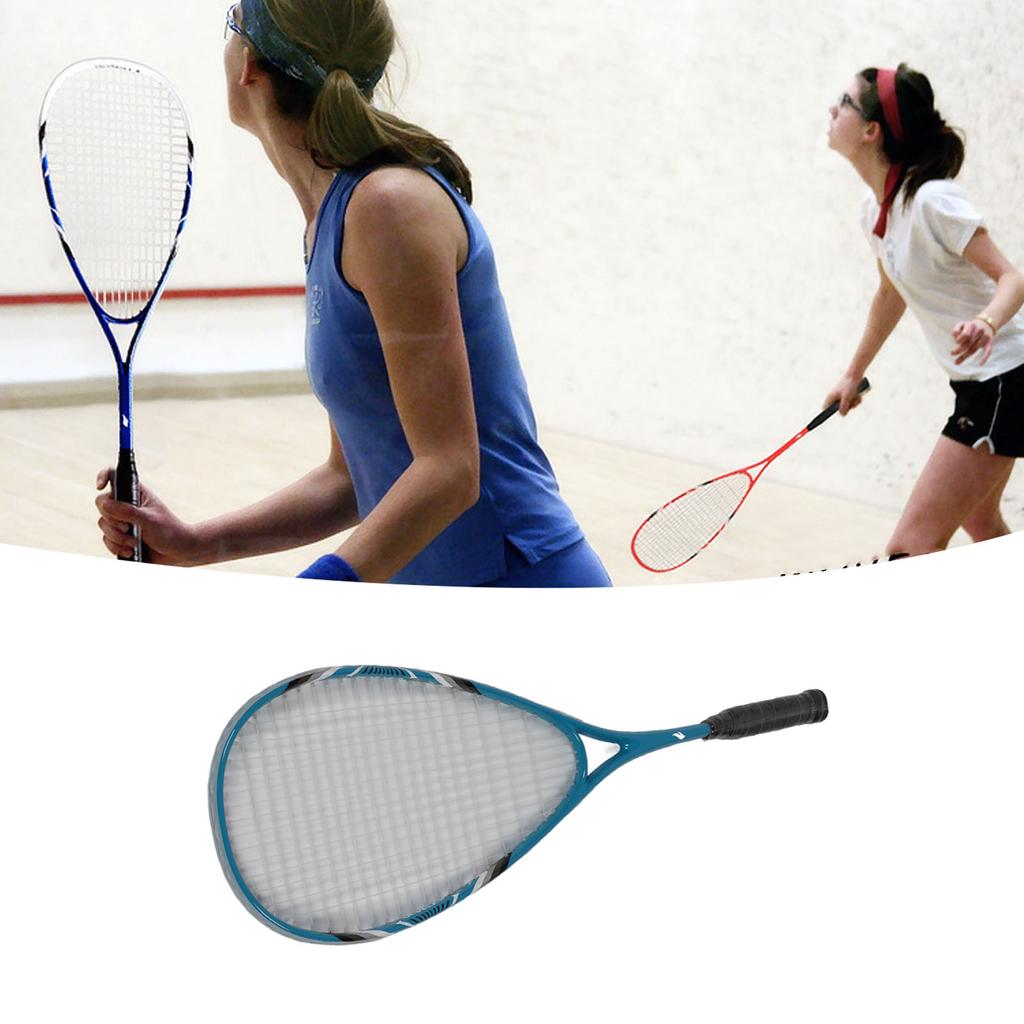 Squash Racket Carbon Aluminium Alloy Integrated Lightweight Sports Beginner Squash Racket Set for Gym School Playgrounds Blue