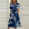 Fritidskjoler for kvinner Trykte kjoler Sommerkjoler Trykt plisserte midikjoler Basic Classic Outdoor Daglig Kortermede løse kjoler