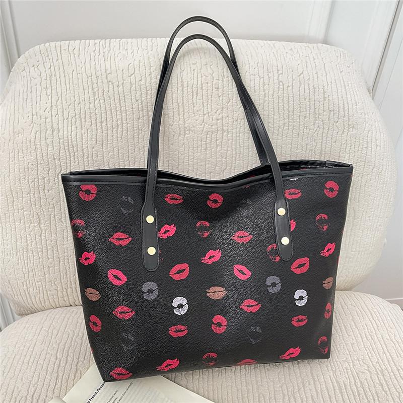 2026 Fashion Simple Printed Tote Bag Women Trendy PU Leather Underarm Shoulder Bag